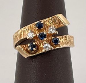 Diamond & Sapphire Bypass Ring