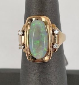 Solid Opal & Diamond Ring